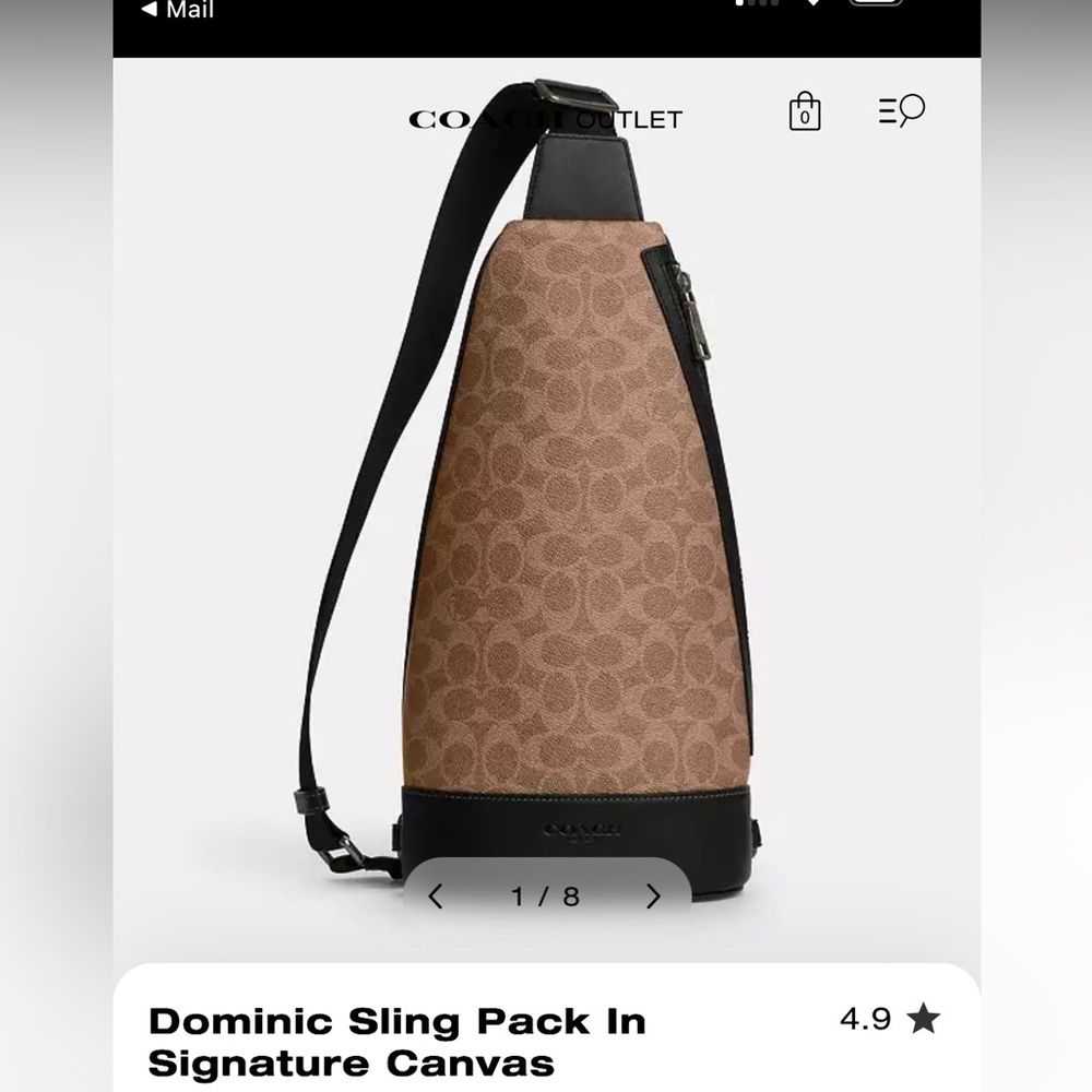 Coach Signature Canvas Sling Pack in Brown and Black